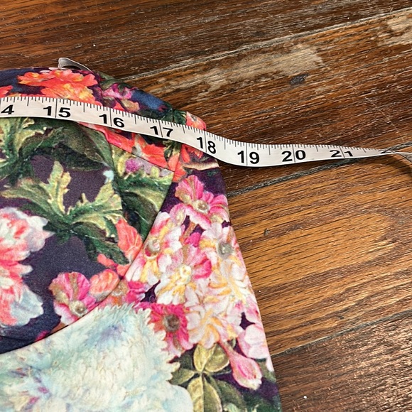 EUC ASOS Bodycon Plunge Pencil Dress Bright Smudgy Floral Strapless Women’s 14 - Picture 10 of 12